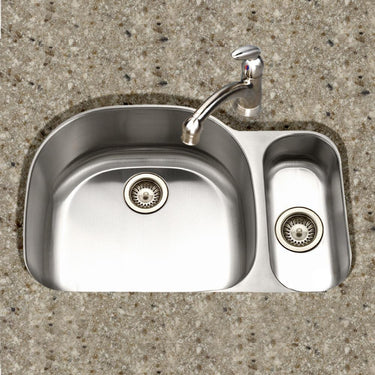 Houzer Medallion Designer Series Undermount Stainless Steel 70/30 Double Bowl Kitchen Sink, Small Bowl Right Kitchen Sink - Undermount Houzer